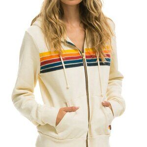 Aviator Nation 5 STRIPE HOODIE - VINTAGE WHITE